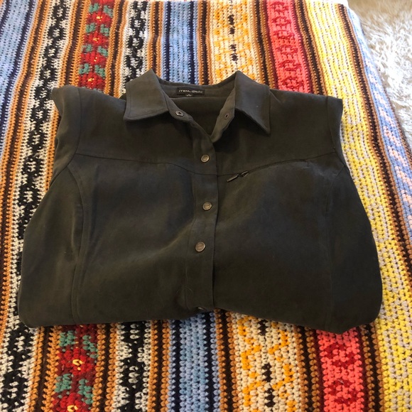 DALIA Faux Suede Shirt Jacket, Dark Green, Women’s Size M - Picture 7 of 7